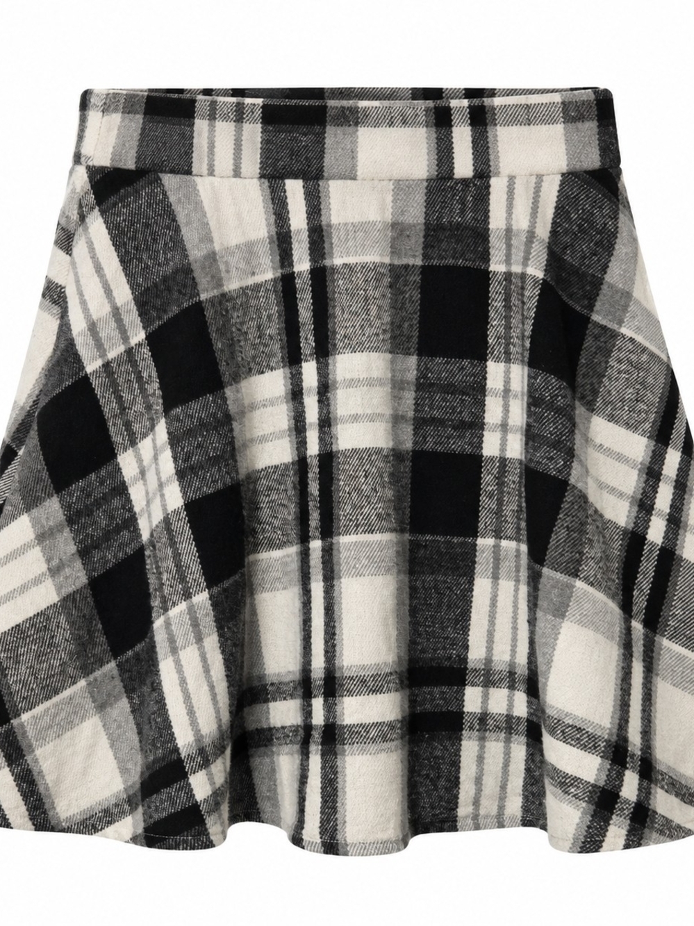SHEIN Black & White Plaid Circle Skirt